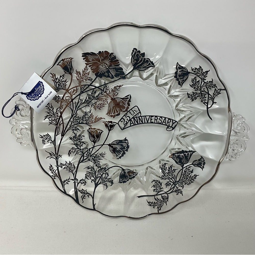 Decorative Glass Anniversary Serving Platter